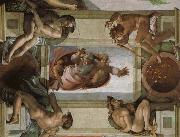 Michelangelo Buonarroti God separates the waters and the country and blesses its work, oil